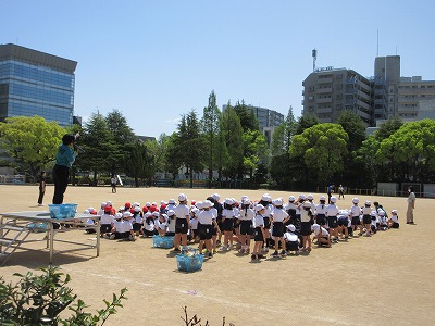 ボールで遊ぶ時はこの方向に投げてください。