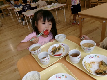 こどもがトマトを食べている6