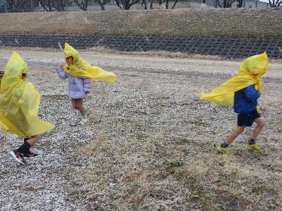 雪に大はしゃぎ