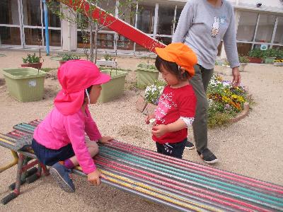 3歳児を気に掛ける2歳児
