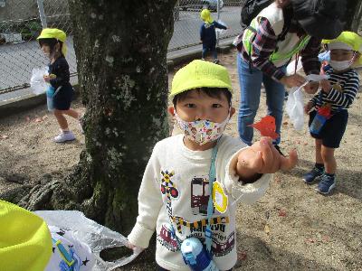 葉っぱを拾ったよ