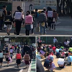 下校する児童