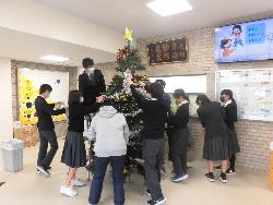 クリスマスツリー飾り付けの様子