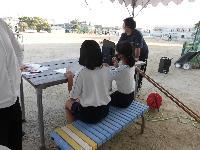 体育大会予行リハーサルの様子（放送係）