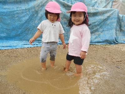 泥水に入ったよ