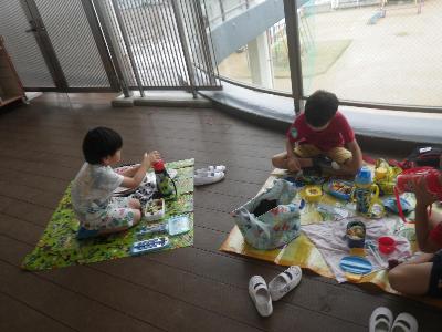 テラスで弁当